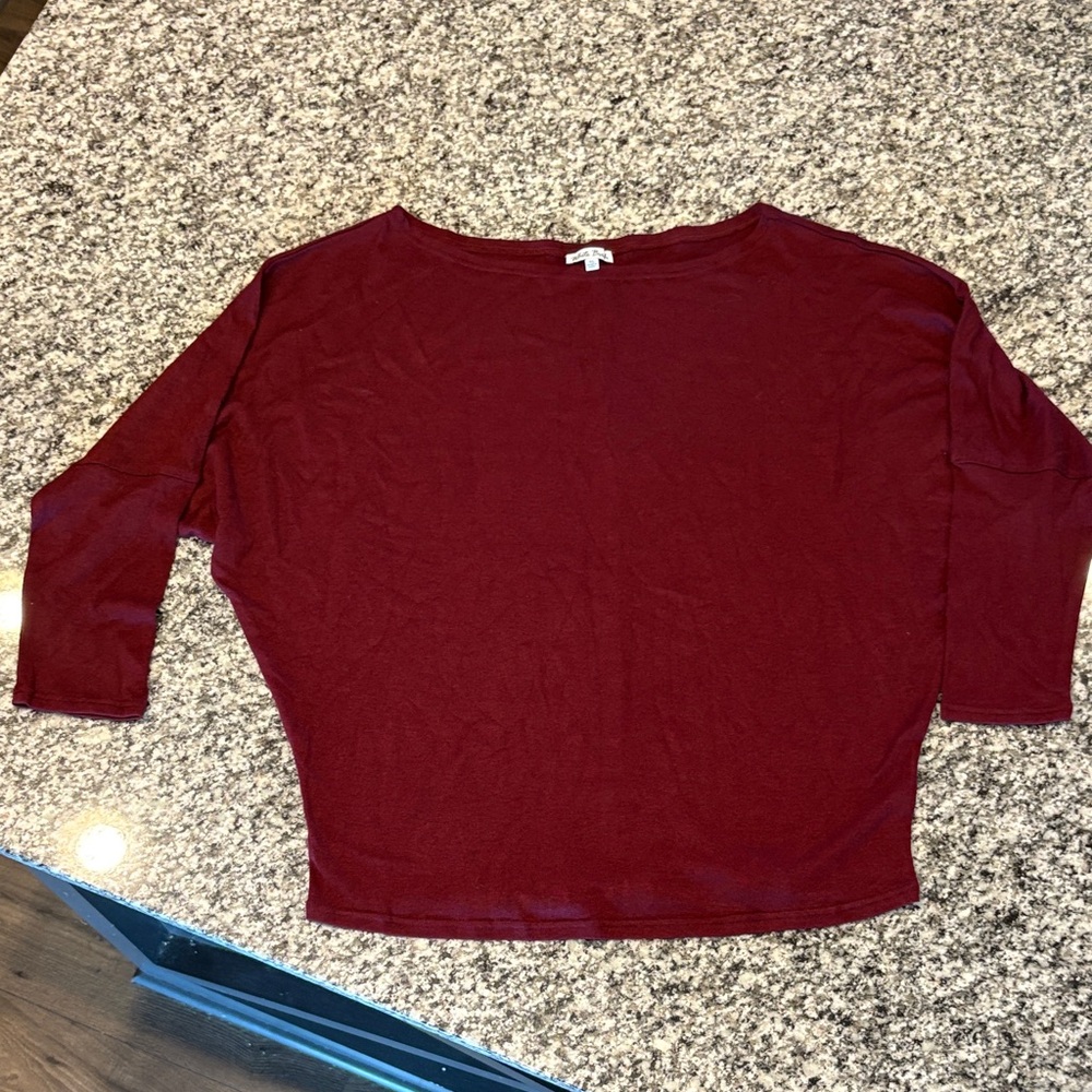 White Birch Maroon Long Sleeve Top